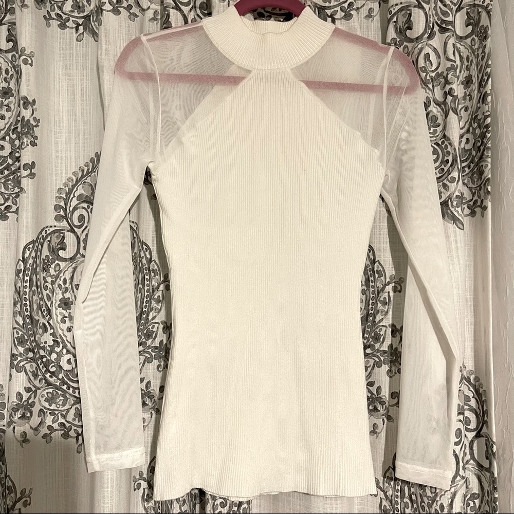 White mock neck sweater